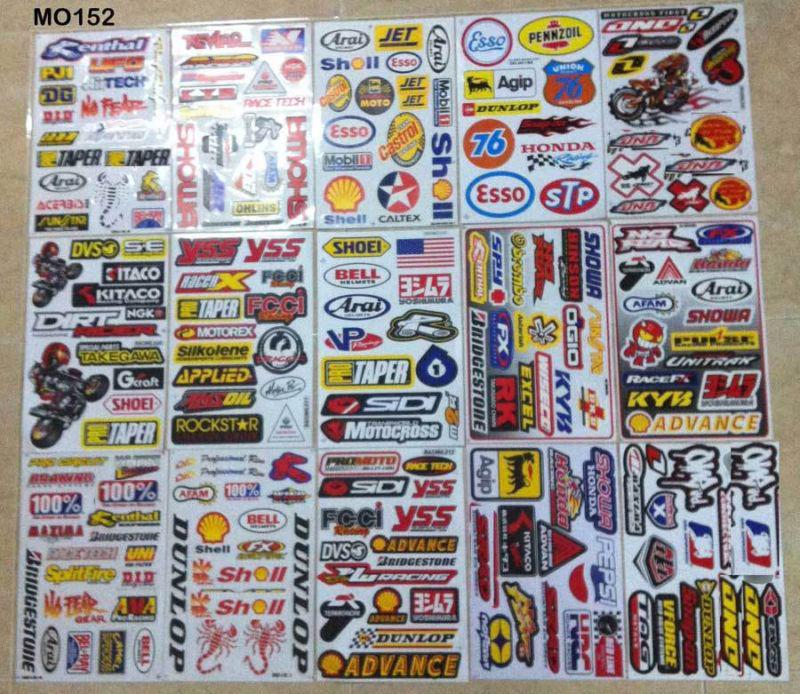 15 sheets assorted moto mx  atv sponsor sticker kit #mo152u2