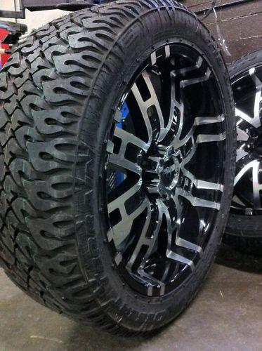 22" x 9.5" helo he835 835 black rims & 285-45-22 nitto dune grappler tires wheel