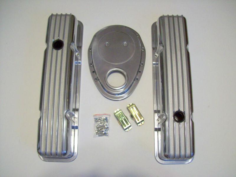 Chevy sbc finned aluminum valve covers 58 - 86 small block chevy tall timing 