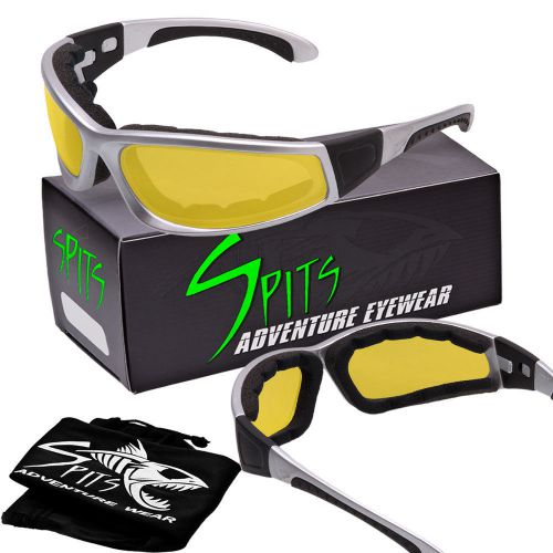 Spits headwind foam padded safety glasses - silver/black frame - yellow lenses