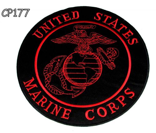 Marine red on black iron and sew on center patch for biker jacket vest cp177sk