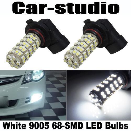 2pcs white 9005 hb3 68-smd replacement led driving fog lamp lights bulbs #f10
