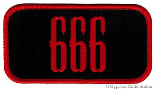 666 iron-on biker patch motorcycle embroidered red nametag emblem devil evil