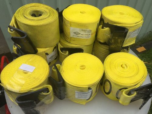 (9) 4&#034; x 27&#039; fh strap for ratchet tie down flatbed truck trailer winch flat hook