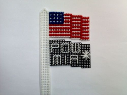Hand stitched us and mia/pow flag for car or bike antenna