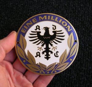 Ultra rare 1 million adac car enamel badge - porsche 356 911 550 vintage - nos