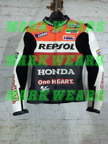 Honda repsol one heart motorcycle leather racing jacket with mettalic blue color