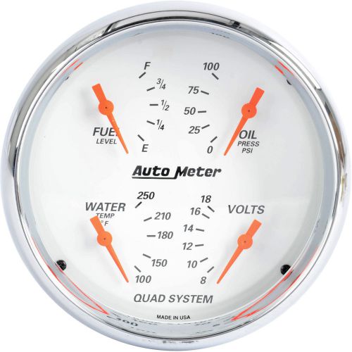 Auto meter 1310-sp arctic white quad gauge with mcx bezel 5&#034; electrical
