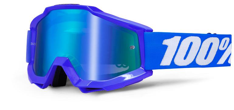 100% accuri goggle blue lens mirror blue motocross atv mx percent