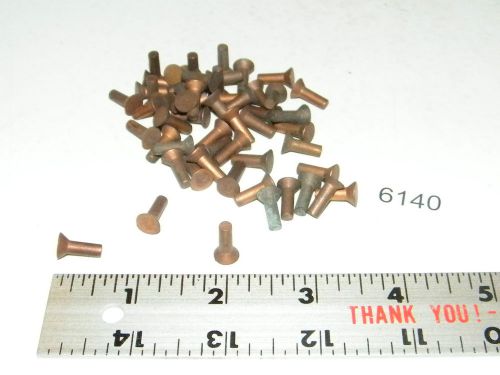 50 vintage countersunk solid copper brake clutch rivets 1/2 long x 5/32 shank