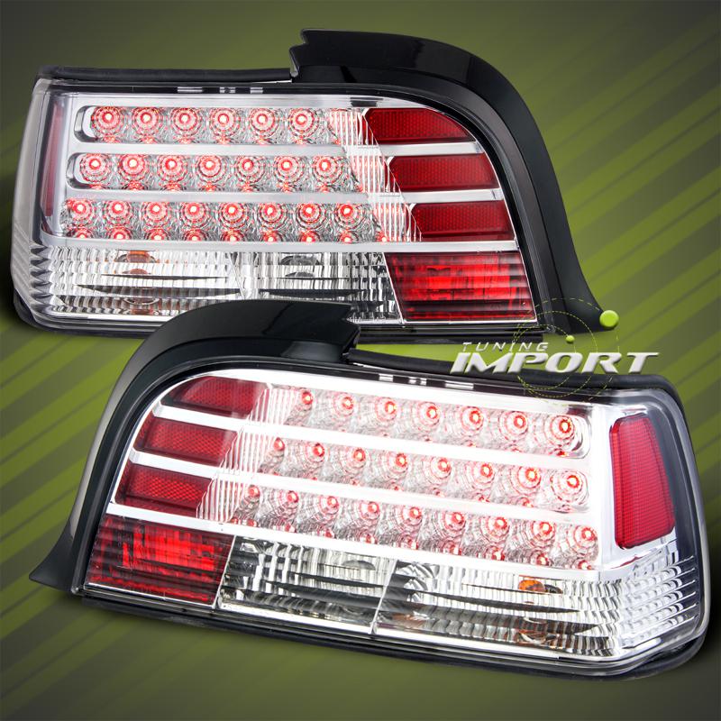 92-98 bmw e36 m3 328is 325is convertible clear red led taillights pair lamps kit
