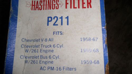 Chevolet v-8 hastings p211 engine oil filter-cartridge  oil filter - nos 1958-67
