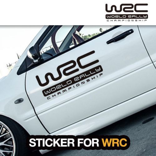 2pcs black wrc world rally 18.74&#034; auto waist line reflect light decals stickers