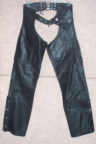 Women&#039;s black leather interstate leather motorcycle chaps , sz s