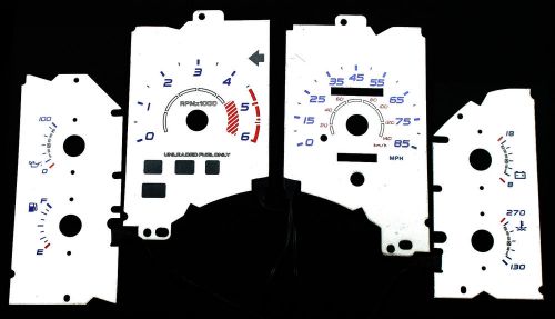 85mph indiglo white euro reverse gauge el glow face for 90-93 ford mustang lx