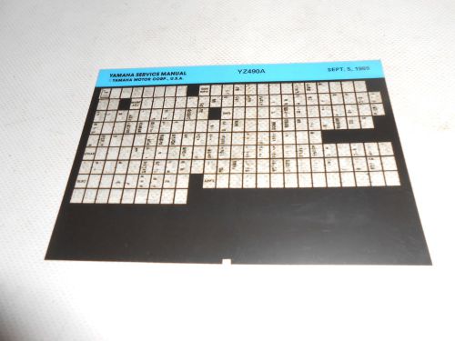 Genuine yamaha oem 1990 service manual microfiche card yz 490 yz490a mx racing