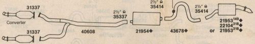 1975-77 lincoln continental 460 single exhaust, aluminized,  w/two converter