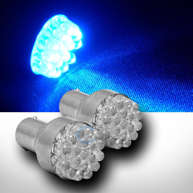 2pc blue 1156 ba15s 19x led back-up/reverse tail light lamp bulbs 7506 7507 7527