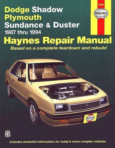 Dodge shadow, plymouth sundance, duster repair manual 1987-1994 by haynes