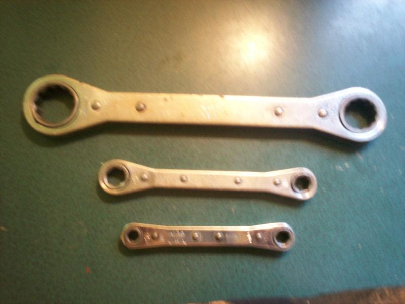 Mac box end 12 point/6 point  3 piece ratchet wrench lot good working condition