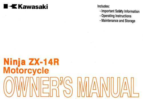 2012 kawasaki ninja zx-14r motorcycle owners manual -ninja zx14 r-zx1400ec