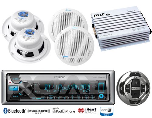 Kenwood marine bluetooth usb cd radio/remote, marine amplifier &amp; 5.25&#034; speakers