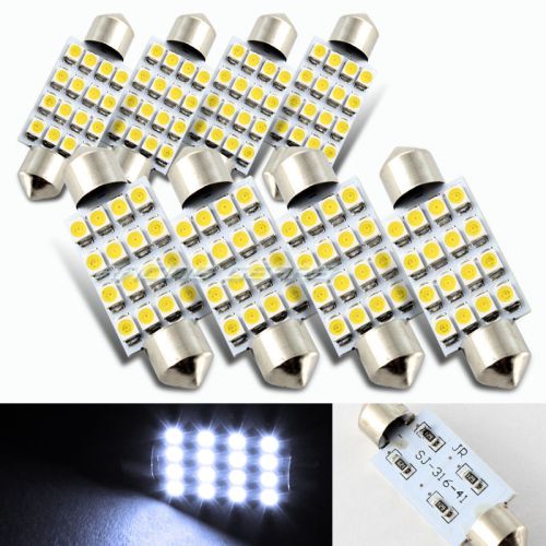8x 41mm 16 smd white led panel interior replacement dome light lamp festoon bulb