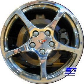 5102 17x8.5 alloy wheel polished 5 spoke 17in front 2000-2004 chevrolet corvette