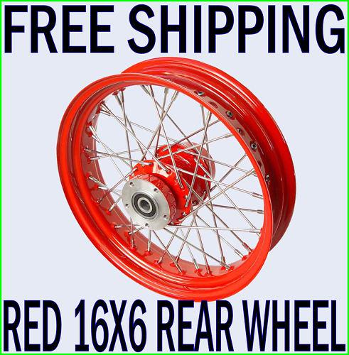 16 x 6 60 rear spoke red wheel harley softail chopper custom bobber
