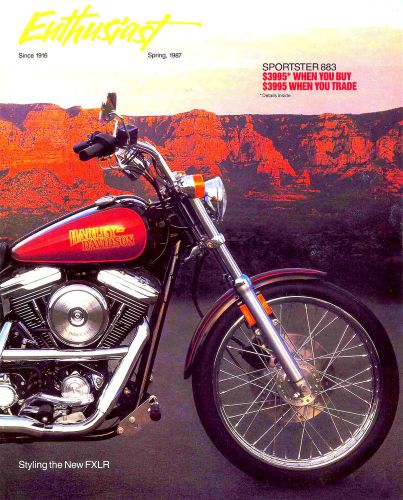 Spring 1987 harley-davidson enthusiast magazine -fxlr low rider-flst-flhs-xlh883