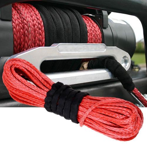 Red 50&#039; x 3/16&#034; dyneema synthetic winch line cable rope 5400lbs atv utv kfi suv