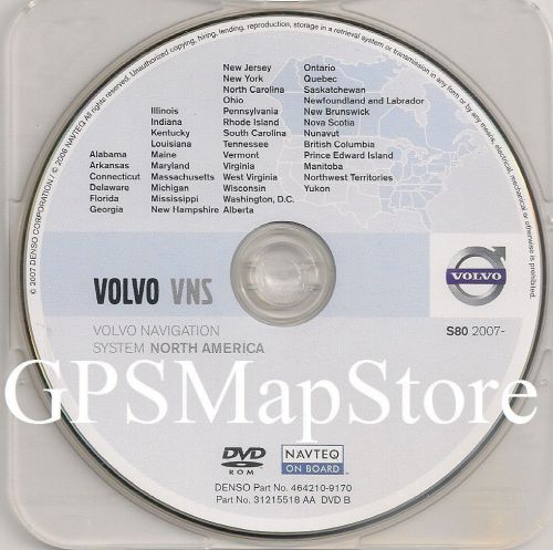 2007 2008 volvo s80 gps navigation dvd east coast u.s &amp; canada cd map