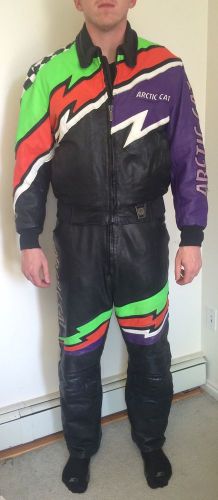 Vintage arctic cat leather snowmobile suit - jacket and bibs - men&#039;s size large
