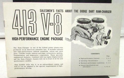 1962 dodge dealer sales brochure 413 dodge dart ram-charger performance package