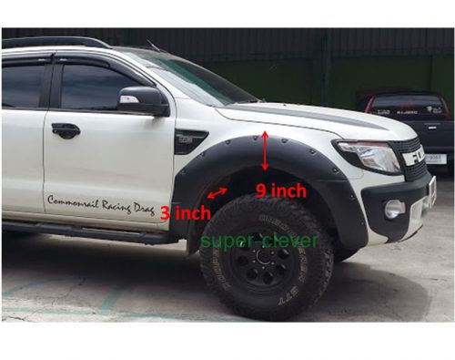 BLACK FENDER FLARE WHEEL ARCH 4DOOR DOUBLE CAB FOR FORD RANGER T6 2012-2014