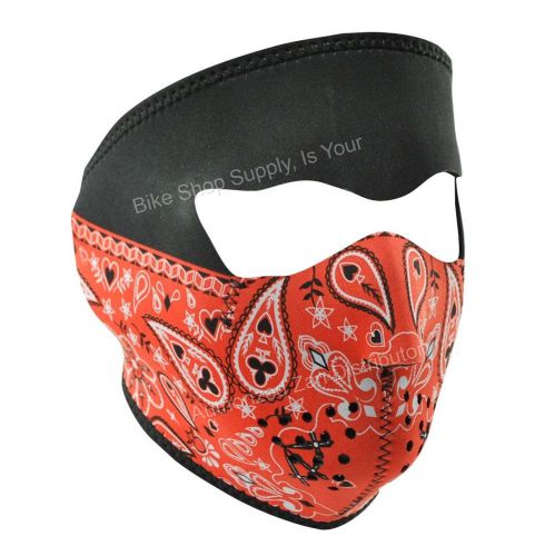 Zan headgear wnfm053, neoprene full mask, reverse to black, red paisley bandanna