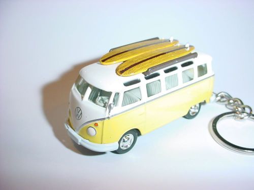 New 3d yellow volkwagen samba bus custom keychain key chain keyring surf vw!
