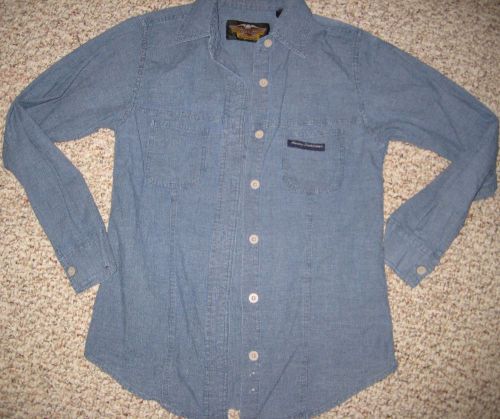 Harley davidson jean shirt womans xs with alittle stretch long sleeve button up