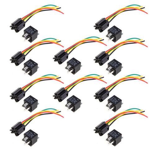 10x truck car auto 12v 40a/30a spdt relay relays 5 pin 5p &amp; socket 5 wire new