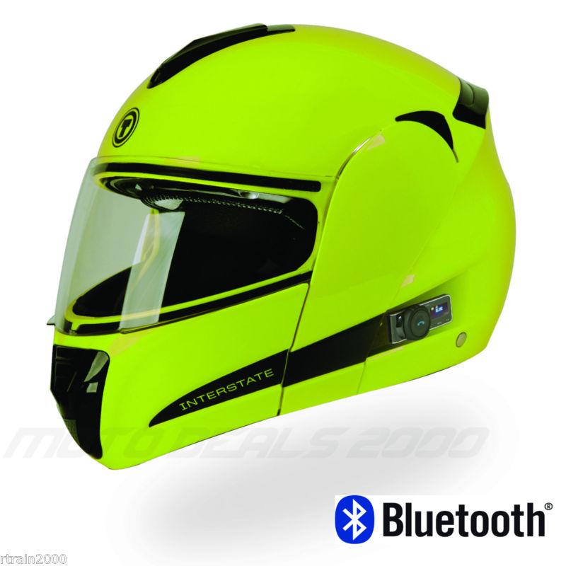 Torc t22b bluetooth modular motorcycle helmet  - hi viz yellow