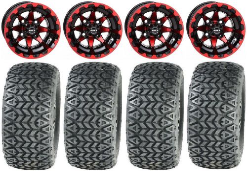 Sti hd6 red/black golf wheels 12&#034; 23x10-12 all trail tires e-z-go &amp; club car
