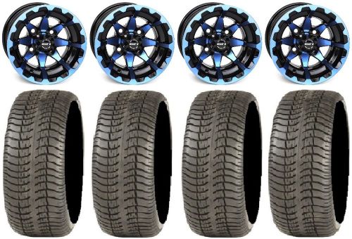 Sti hd6 blue/black golf wheels 12&#034; 215x40-12 tires e-z-go &amp; club car