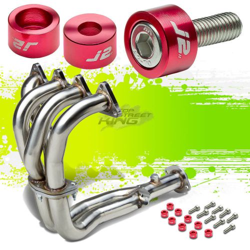 J2 for 92-93 integra exhaust manifold racing header+red washer cup bolts