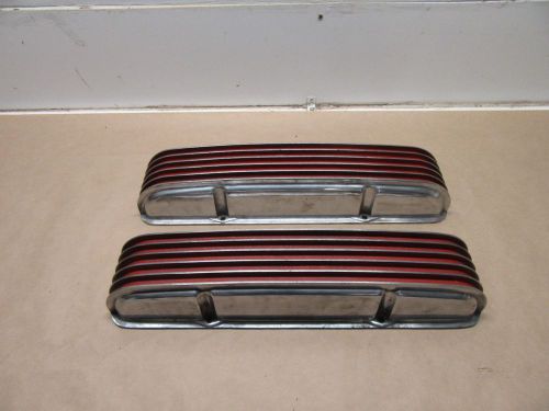 1960&#039;s chevy 283 327 307 302 350 400 vintage cal-custom valve covers finned pair