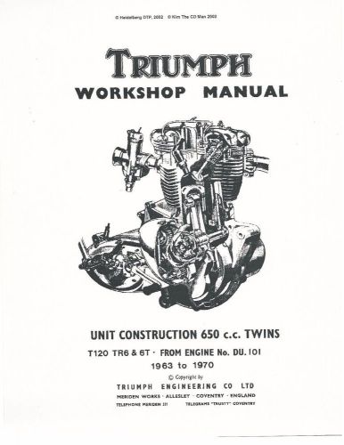 Triumph workshop service manual 1968, 1969 &amp; 1970 bonneville t120