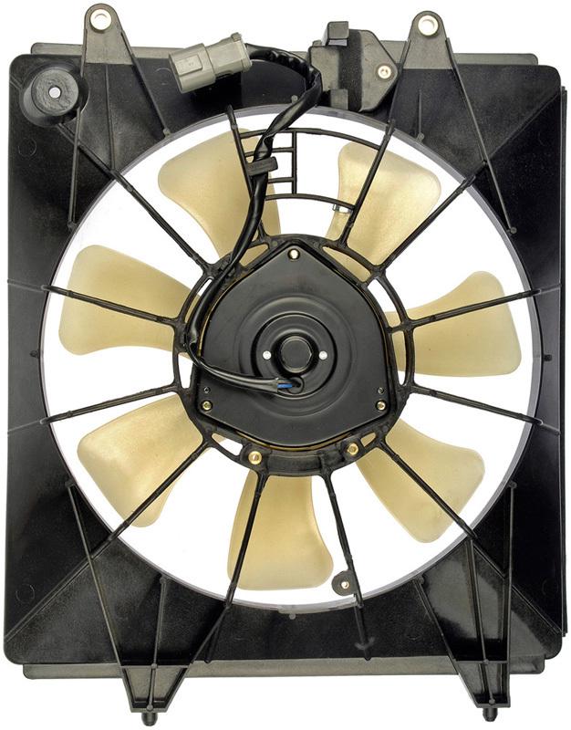Right a/c condenser fan assembly (dorman 620-245) w/ shroud, motor & blade