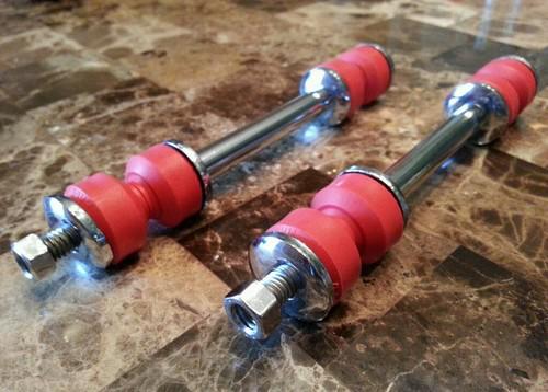 New chrome sway bar link kit red rubbers-fits:58-90s gm,58-64 impala, g-body