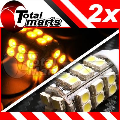 2x amber / yellow t10 194 168 w5w 28 smd led wedge car light bulb 12v ac382