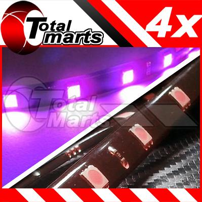 4x 12" pink purple 12 led 5050 smd led flexible car strip neon light bar ac313