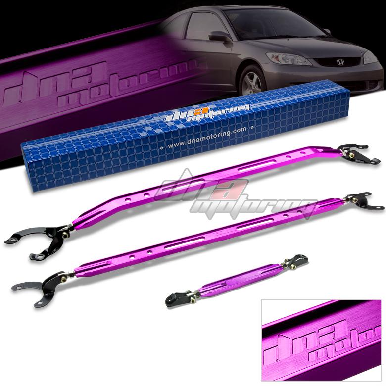 Civic es dna purple 40mm aluminum front tower+rear upper+lower strut bar/brace